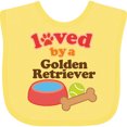 thumbnail image 3 of Inktastic Golden Retriever Loved by a Boys or Girls Baby Bib, 3 of 4