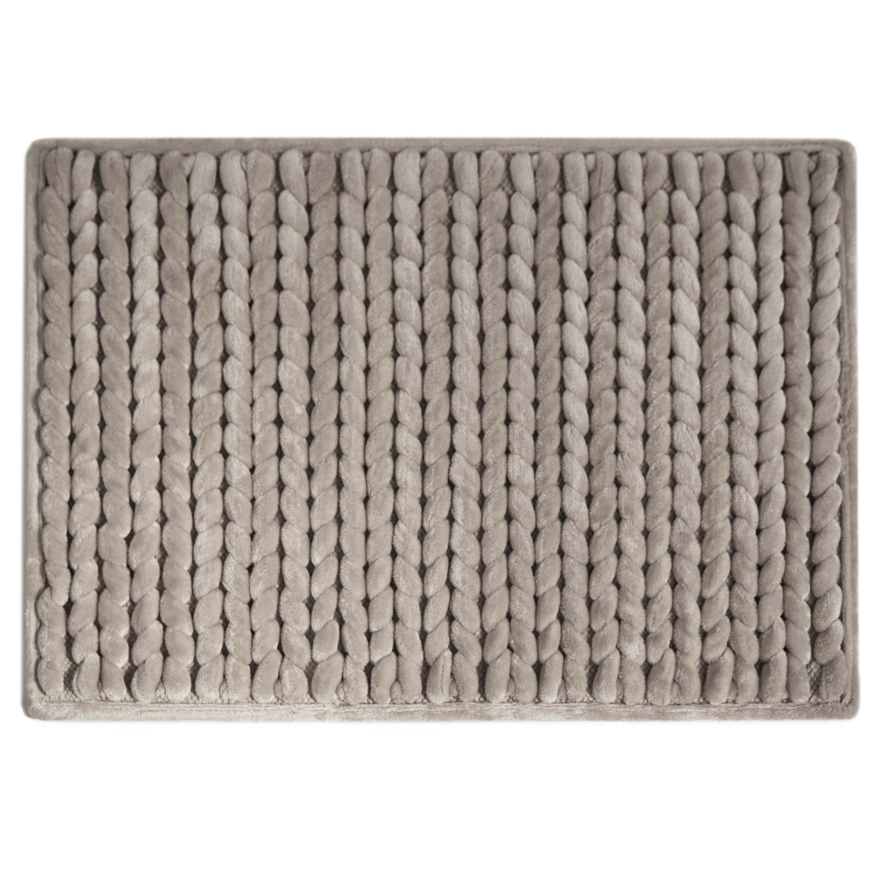 Better Homes & Gardens Thick & Plush Braided Bath Rug, Navy, Charcoal Infused Memory Foam, 17x24"