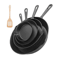 thumbnail image 1 of Sarten Hierro Fundido Sarten Antiadherente Con Espátula 4 pZ Negro, 1 of 5