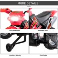thumbnail image 4 of Qaba 6V Kids Electric Battery-Powered Ride-On Motorcycle Dirt Bike Toy with Training Wheels Red, 4 of 5