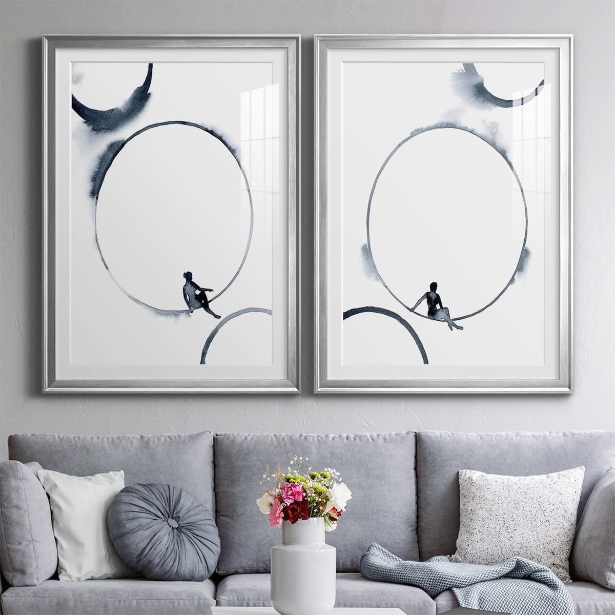 Wexford Home Woman in the Moon I Premium Framed Print, 26.5" x 36.5" - Ready to Hang, Silver (Set of 2)