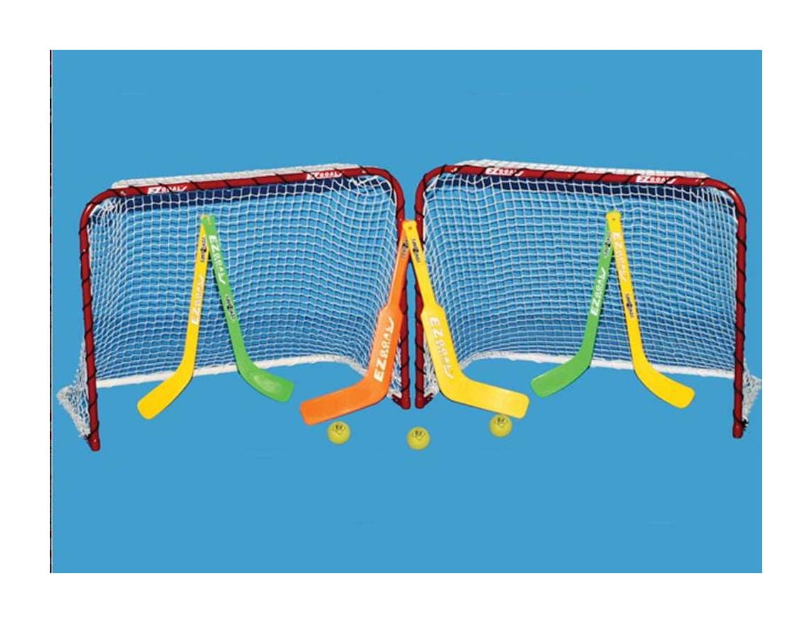 EZGoal 30" x 22" Folding Metal Mini Hockey Goal Set of 2, Knee Hockey