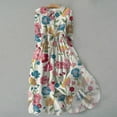 thumbnail image 2 of Pisexur Robe d'Automne pour Femmes 2024 Mode Imprimé Floral Robe de Retour à la Maison Manches Courtes Col Rabattu Robe Maxi Décontractée Fluide Col en V Boutonnée Tunique à Cordon Robe de Vacances Grande Taille P-4TG, 2 of 3