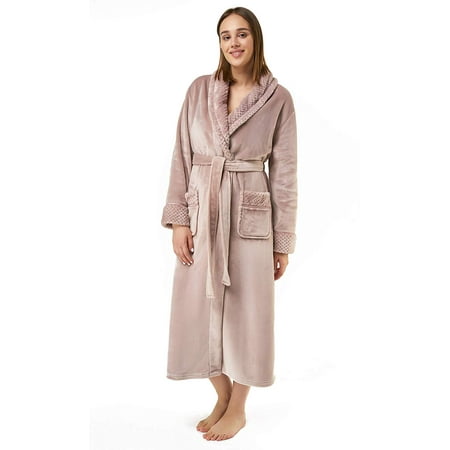 

Turquaz Linen Womens Plush Soft Robes Fleece Long Comfy Robe (XX-Large Pink)