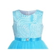 thumbnail image 4 of Flower Girls Dress Sky Blue Belted Wedding Party Bridesmaid 5 Years, 4 of 5