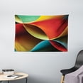 thumbnail image 1 of Abstract Decor Tapestry, Graphic Curved Origami Design with Colored Details Artwork, Wall Hanging for Bedroom Living Room Dorm Decor, 60W X 40L Inches, Orange Blue White and Red, by Ambesonne, 1 of 2