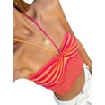 thumbnail image 3 of VISgogo - Chaleco de verano para mujer con cuello halter, estampado de rayas, sin mangas, fruncido, ajustado, recortado, sin mangas, camisola de punto VISgogo  moda, 3 of 9