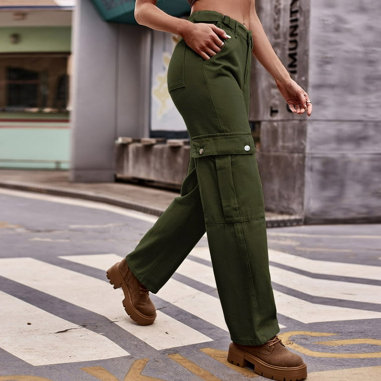 adviicd Casual Pants For Women Petite Womens Cargo Pants Women's Cotton  Linen Drawstring High Waisted Pants Casual Loose Fit Wide Leg Trousers AG S  