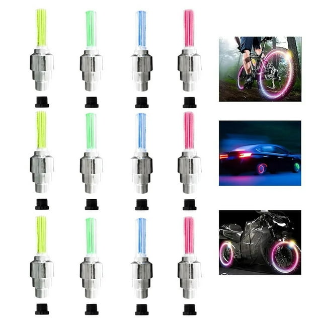 12-Piece Multicolor LED Wheel Rim Lights for Bikes, Motorcycles & Cars - Glow in Motion (Blue/Green/Yellow/Red)