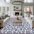 thumbnail image 3 of 6'x9' Area Rugs, Navy Blue Floral Indoor Outdoor Area Rug for Living Room Bedroom, Vintage Art Flowers Pattern Washable Bathroom Rugs Kitchen Floor Carpet Mats Home Decor Aesthetic, 3 of 8