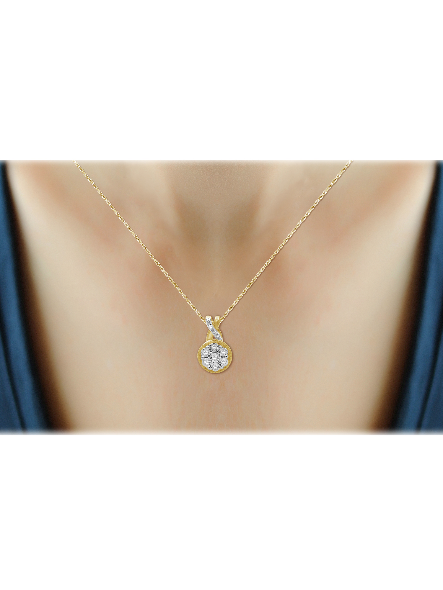 JewelersClub 1/10 Carat T.W. White Diamond 14K Gold Over Silver Cluster Pendant