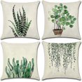 thumbnail image 1 of CHAO Funda De Cojín para Exterior, Juego De Funda De Almohada Impermeable con Patrón De Hojas Verdes De 4 Piezas, Adecuado para Decoración De Dormitorio, Sala De Estar, Jardín, Patio Trasero, 44x44cm, 1 of 5