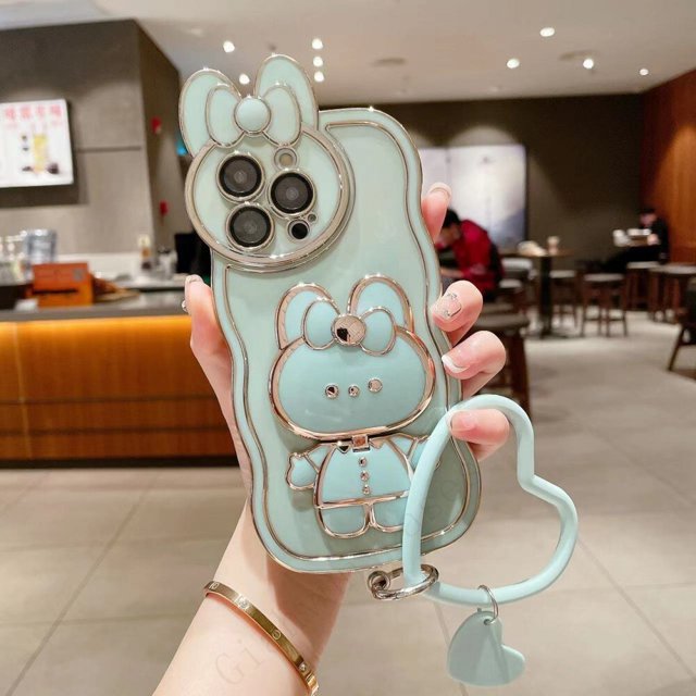 Funda de teléfono coreana con soporte de espejo de conejo en 3D para iphone 14, 13, 11, 12 Pro, Max Plus + Fivean unisex