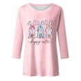 thumbnail image 4 of TrendOFT Womens 3/4 Ester Shirts Cute Bunny Graphic Tees Crew Neck Holiday Casual Blouse Tops Pink S, 4 of 4