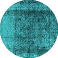 thumbnail image 1 of Ahgly Company Indoor Round Oriental Turquoise Blue Industrial Area Rugs, 5' Round, 1 of 4
