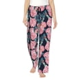thumbnail image 2 of Lsque Rose Flowers Print Women's Pajama Pants, Lounge Pant - Comfortable Home Wear,Elastic Waistband, Stylish Design-Small, 2 of 9