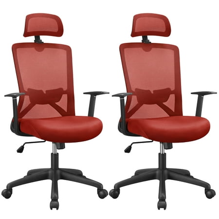 Easyfashion Executive Chair with Adjustable Height & Swivel, 300 lb. Capacity, Red