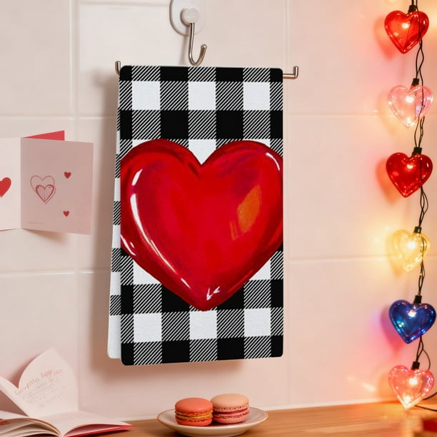 Paños de cocina para San Valentín | Paños de cocina de poliéster multicolor de 60 x 40 cm | Paños absorbentes y suaves para secar platos | Paños de cocina duraderos para cocinar, hornear, limpiar y