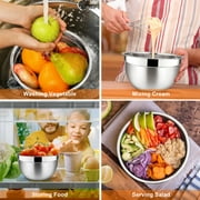 Walchoice Mixing Bowls with Lid Set of 6, Stainless Steel Metal Nesting Bowls for Cooking, Baking, Preparing, Serving, Size 4.5/3/2.5/1.5/1/0.7 QT - Multi-Color