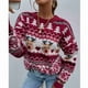 thumbnail image 5 of Suéter de cuello redondo de punto rojo para otoño e invierno, talla S, suéter de mujer con mensaje navideño, 5 of 7