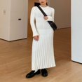 thumbnail image 1 of PENGXIANG Women‘s Y2k Knit Ribbed Long Dress Spring Fall Solid Color Long Sleeve O Neck Wrapped Pencil Dresses, 1 of 6