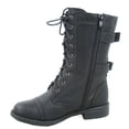 thumbnail image 2 of Pack-72 Women's Mid Calf Zipper Low Heel Combat Military Lace Up Boots Shoes, 2 of 3