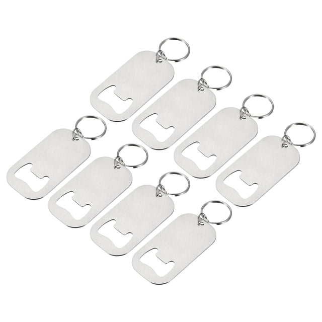 Uxcell 8Pcs Llavero Abridor de Botellas, Abridor de Botellas de Cerveza de Acero Inoxidable de 2.75" de Largo para el Hogar, Bar, Fiesta, Plateado