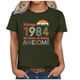 thumbnail image 4 of Liamobondopolis - Camiseta vintage de 1984 para mujer, regalo de 40 cumpleaños, con estampado de letras, estilo retro, para fiesta, informal, de manga corta, 4 of 5