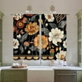 thumbnail image 4 of Boho Floral Kitchen Curtains Boho Short Curtains for Windows Small Cafe Window Curtains Black Country Rod Pocket Curtains For Bathroom Windows 2 Panels Drapes Treatment Tier Curtains (42x63 Inch), 4 of 5