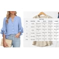 thumbnail image 2 of Dvprdro Womens 3/4 Sleeve Button Down Shirts Cotton Linen V Neck Blouses Casual Summer Tops with Floral Lace Cuffs, 2 of 9