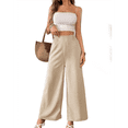 thumbnail image 1 of Pantalones de Mujer con Cintura Elástica Fruncida, Pierna Recta, Tiro Alto y Largos. Albaricoque XL, 1 of 8