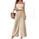 thumbnail image 1 of Pantalones de Mujer con Cintura Elástica Fruncida, Pierna Recta, Tiro Alto y Largos. Albaricoque XL, 1 of 8