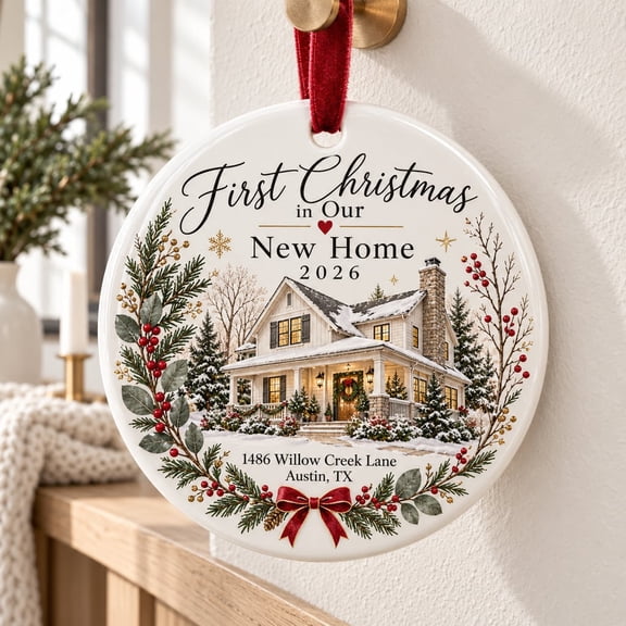 Ornament First Christmas in Our New Home House Design Ceramic Christmas Tree Decor Housewarming Gift