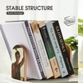 thumbnail image 6 of Outer Banks Bookends Wood Book Divider Decor Shelves Non-Skid Book Stand 2 Pieces For Classroom Dormitory Bookshelf Office Home, 6 of 7