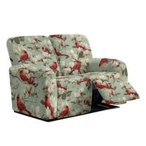 Xoenoiee Cardinal Flower Print Recliner Sofa Slipcover, 6 Pieces Polyester Fabric Stretch Sofa Covers for 2 Seat Reclining Couch, Soft Washable Furniture Protector with Pockets