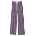 thumbnail image 4 of OSOLU Solid Color Jeans Women Summer Thin Elastic Waist Drape Wide Leg Ice Silk Straight Pants Trousers Fashionable Classic Leisure Bottoms, 4 of 4