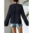 thumbnail image 4 of Womens Casual Cardigan Beach Long Sleeve Hollow Out Tie-Front Crochet Cardigan, 4 of 5