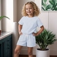 thumbnail image 2 of NIEWTR Toddler Baby Girl Summer Outfits Short Sleeve T-Shirt and Shorts 2 Piece Clothes Set for Girls Cute Infant Outfits(Grey,6-12 Months), 2 of 4