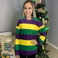 thumbnail image 5 of MOUSYA Womens Mardi Gras Shirt Stripes Fat Tuesday Tee Shirt New Orleans Carnival Party Long Sleeve Shirts Top, 5 of 8
