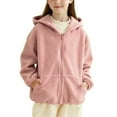 thumbnail image 5 of qolati Girls Hoodies Jackets Fuzzy Fleece Winter Warm Coat Casual Full Zip Up Hooded Sweatshirts Jacket Kids Soft Long Sleeve Loose Outerwears with Pockets, 5 of 7