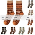 thumbnail image 3 of Wioihee Women's Vintage Geometric Pattern Crew Socks, Retro Printed Mid Calf Socks, Warm Cozy Winter Casual Fashion Socks for Ladies, 3 of 5