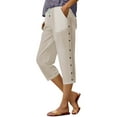 thumbnail image 5 of BILIKEYU Women's Fashion Solid Color Cotton Linen Casual Pants, Straight Leg Jeans for Women, Wide Leg Pants Woman, Stretchy Work Pants for Women, 5 of 5
