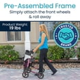 thumbnail image 4 of Andador con ruedas Vive Mobility - Andador médico plegable de 4 ruedas con asiento y bolsa - Ayuda de movilidad para adultos, personas mayores y personas con discapacidad (rosa perla, bolsa floral), 4 of 5