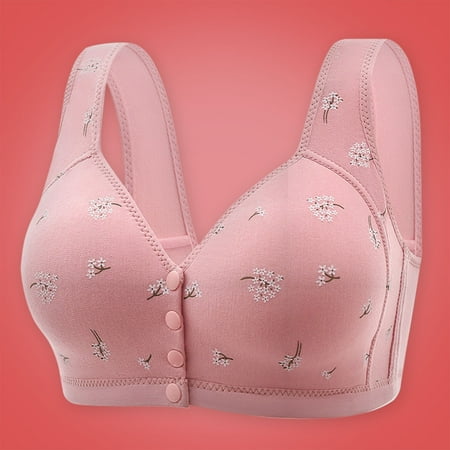Pavied Nursing Bras Wireless Bras Front Closure Bras Front Closure Beauty Back Full Coverage Comfor Easy Close Bra Front Buckle Corset Seamless Bras Daisy Bras for Older Women Rose Gold 5XL