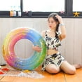 thumbnail image 2 of CTIRCHIU 1pc PVC Rainbow Color Swimming Ring Gradient Color Sequins Semitransparent Swimming Ring Without Air Inflation Tool for Adults (Colorful), 2 of 7