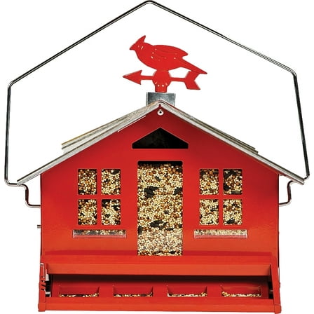 Perky-Pet Squirrel-Be-Gone Metal Country Bird Feeder, Red 338 338 703108