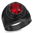 thumbnail image 7 of IP Black(Ion Plating) Stainless Steel Ring with Synthetic Synthetic Glass in Siam for Women Military Theme Siam Stone Color Style TK414703J Size 13, 7 of 7