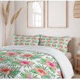 thumbnail image 6 of Ambesonne Luau Duvet Cover Set, Hibiscus Monstera Palm Leaves, 2-Calking, Vermilion Hot Pink, 6 of 7