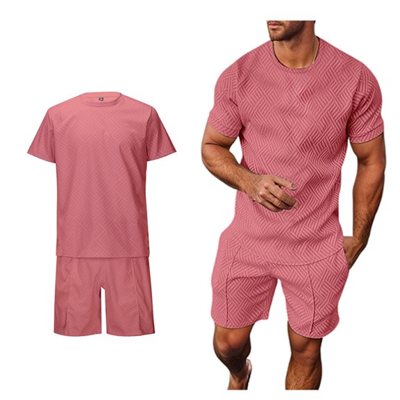 Men Short Sets Outfits 2 Piece Set Men's T Shirts Short Sleeve & Shorts Summer Set Beach Clothes Matching Set