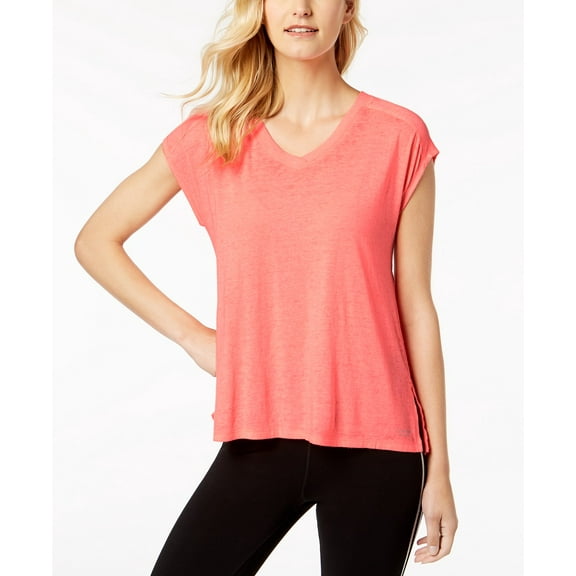 Calvin Klein Womens Performance Gathered-Back Top,Energy,XS